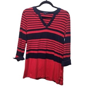 Tommy Hilfiger Women's Red Blue Striped Long Sleeve size Medium